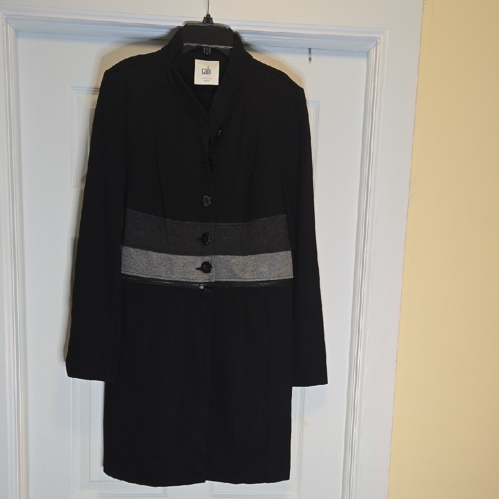CAbi Elegant Black and Gray Trench Coat